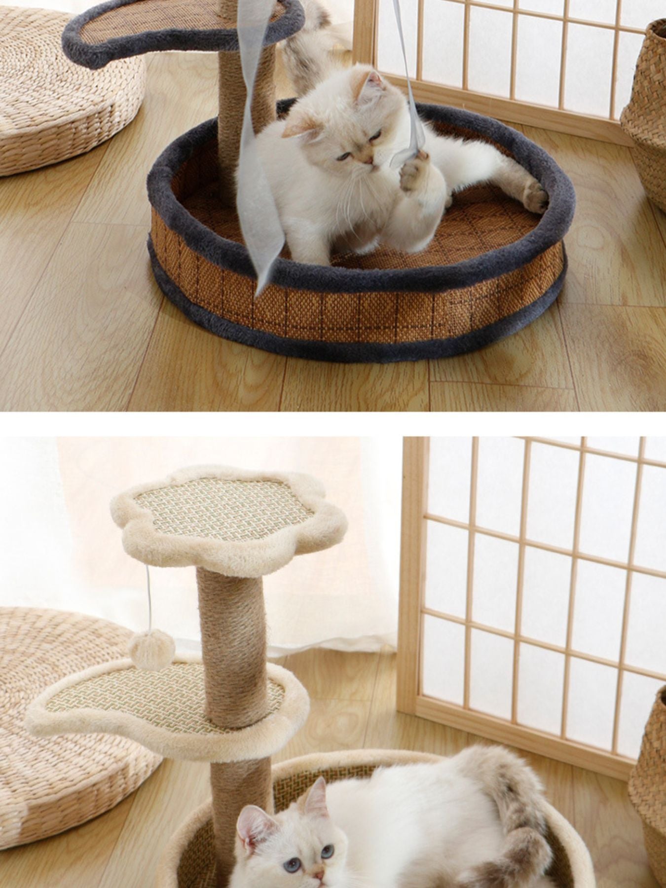 Griffoir avec Lit et Jouet Intégré – 3-en-1 pour Chat