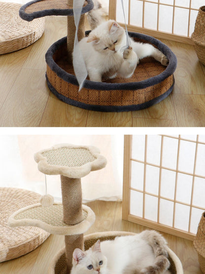 Griffoir avec Lit et Jouet Intégré – 3-en-1 pour Chat