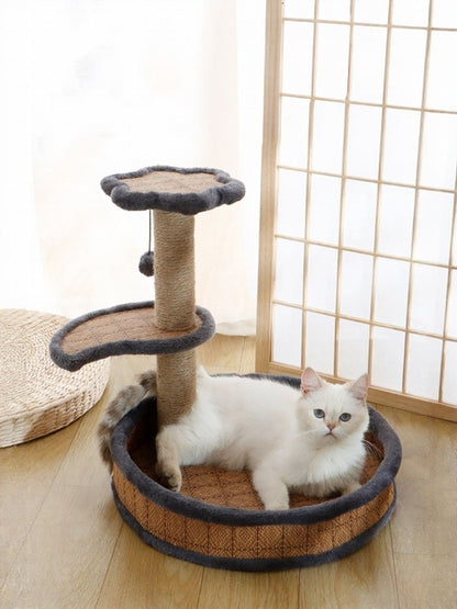 Griffoir avec Lit et Jouet Intégré – 3-en-1 pour Chat