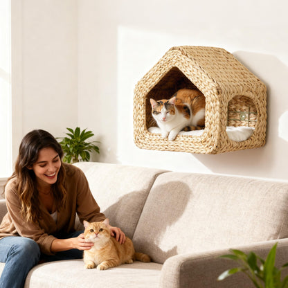 Maison Murale pour Chat – Étagère Design & Espace de Repos