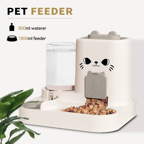 Distributeur Automatique 2-en-1 Nourriture & Eau pour Chat
