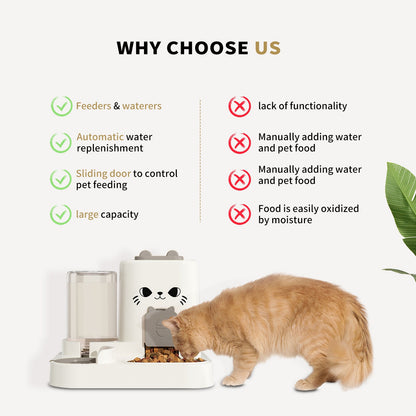 Distributeur Automatique 2-en-1 Nourriture & Eau pour Chat