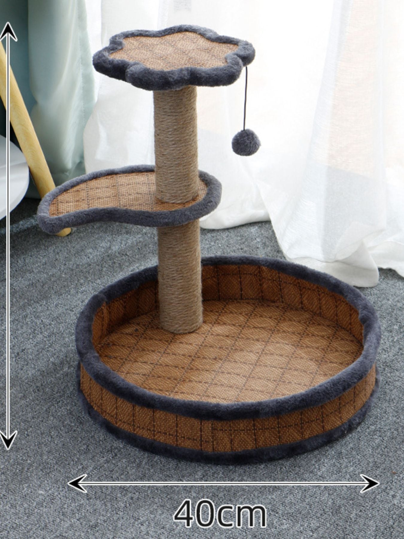 Griffoir avec Lit et Jouet Intégré – 3-en-1 pour Chat