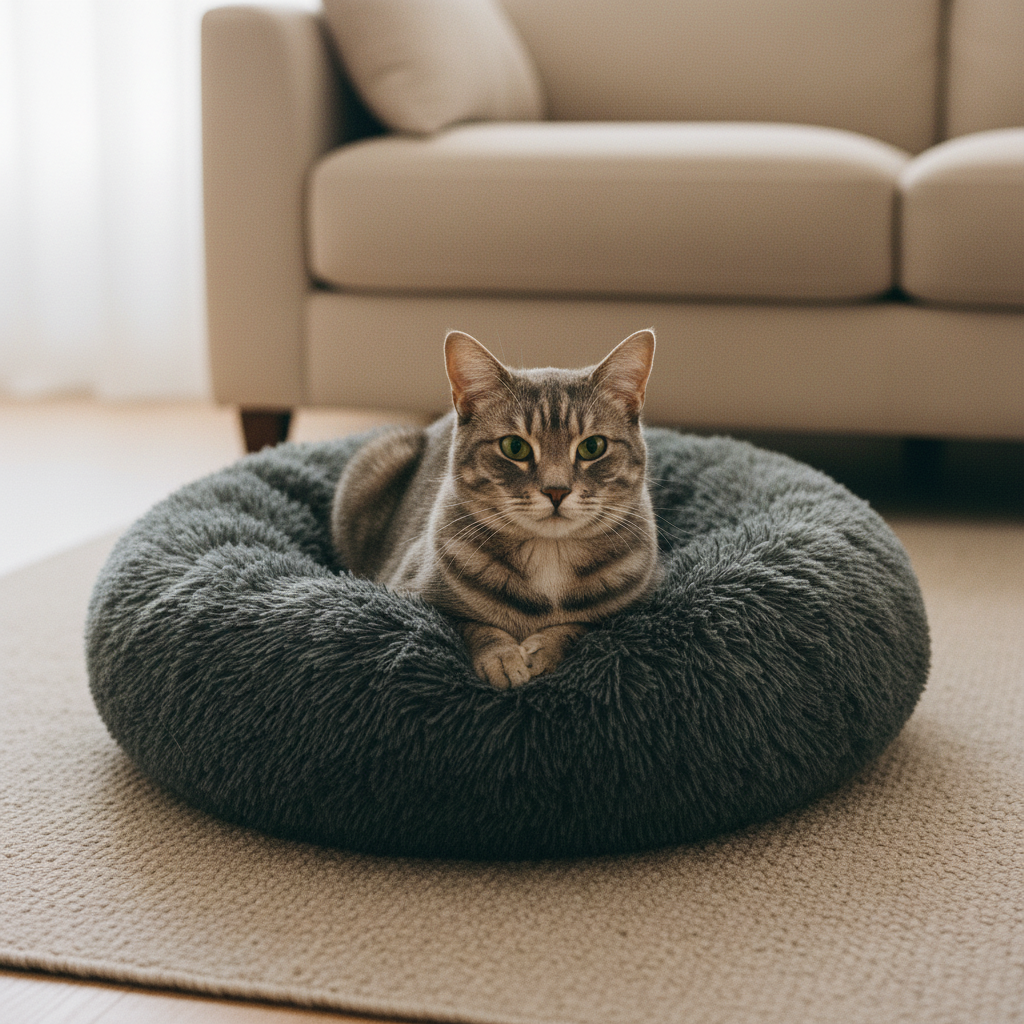Corbeille Donut Moelleuse – Lit Anti-Anxiété pour Chat