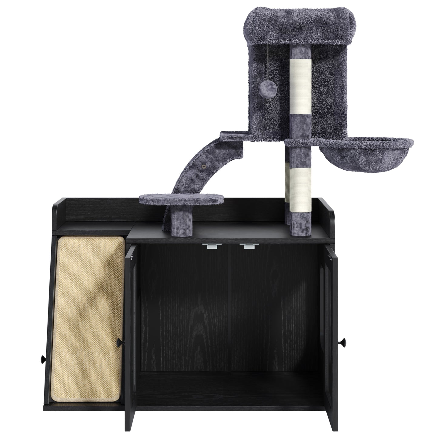 Meuble Cache-Litière avec Arbre à Chat & Lumière LED